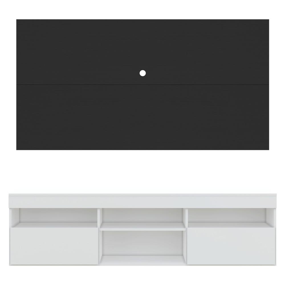 Rack com Painel e Suporte para TV até 65" Suspenso com 2 Portas Londres Multimóveis Branco/Preto