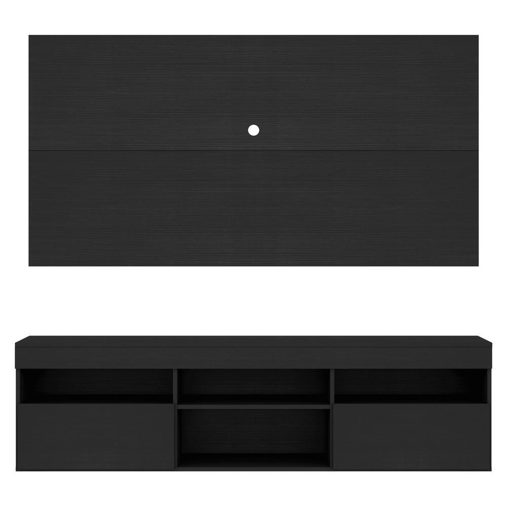 Rack com Painel e Suporte para TV até 65" Suspenso com 2 Portas Londres Multimóveis Preto