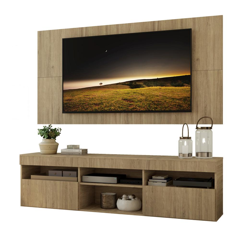 Rack com Painel e Suporte para TV até 65" Suspenso com 2 Portas Londres Multimóveis Rustic