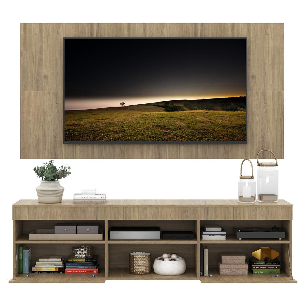 Rack com Painel e Suporte para TV até 65" Suspenso com 2 Portas Londres Multimóveis Rustic