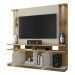 Rack com Painel para TV até 55 Polegadas com Vidros 2 LEDS e 2 Portas Multimóveis CR45278 Cinamomo/Off White/Ripado