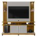 Rack com Painel para TV até 55 Polegadas com Vidros 2 LEDS e 2 Portas Multimóveis CR45278 Naturalle/Off White/Ripado