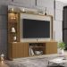 Rack com Painel para TV até 65 Polegadas com LED Vidros e 2 Portas Multimóveis CR45275 Cinamomo/Off White/Ripado