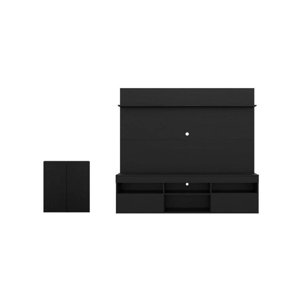 Rack com Painel para TV até 65 Polegadas e Aparador 2 Portas Multimóveis MP1094 Preto