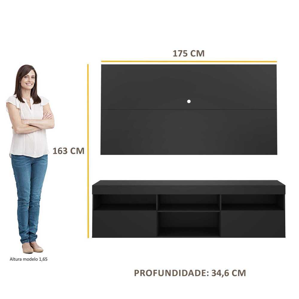 Rack com Painel para TV até 65" Multimóveis Flórida FG3059 Preto