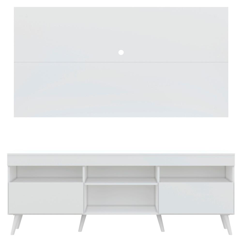 Rack com Painel para TV até 65" Pés Retrô com 2 Portas Londres Multimóveis Branco
