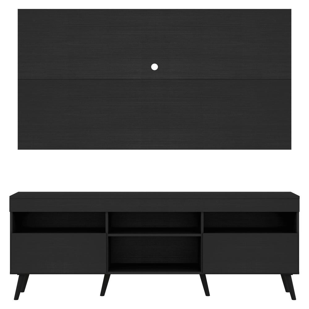 Rack com Painel para TV até 65" Pés Retrô com 2 Portas Londres Multimóveis Preto