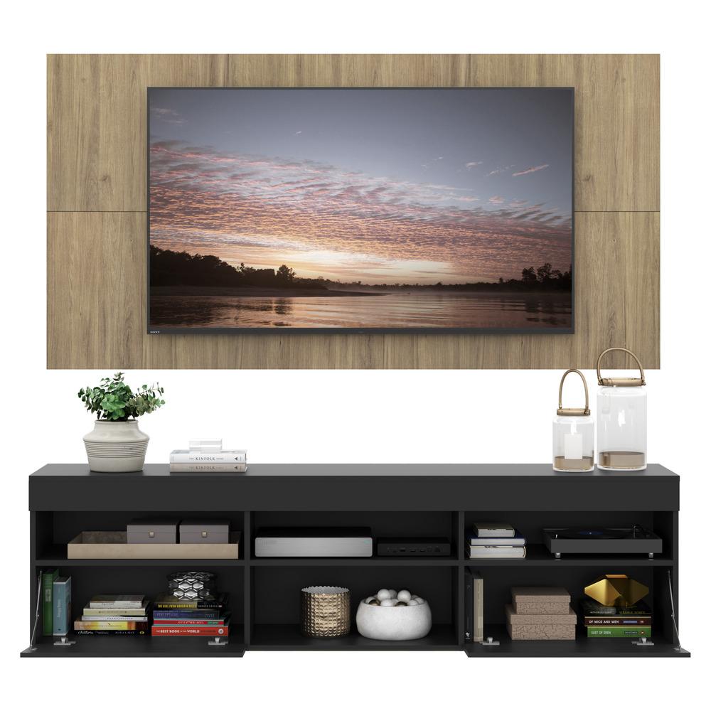 Rack com Painel para TV até 65" Suspenso com 2 Portas Londres Multimóveis Preto/Rustic