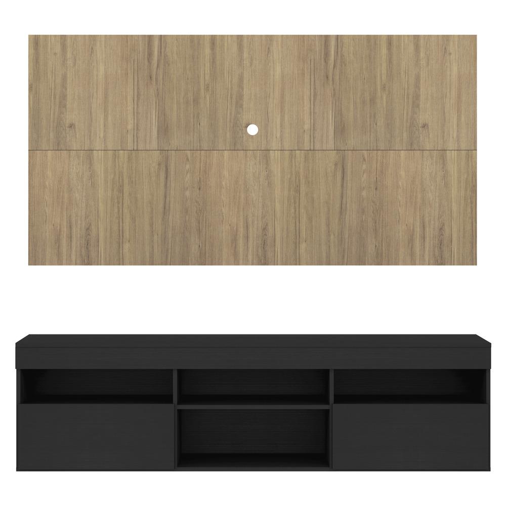 Rack com Painel para TV até 65" Suspenso com 2 Portas Londres Multimóveis Preto/Rustic