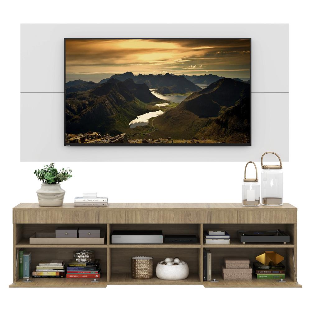 Rack com Painel para TV até 65" Suspenso com 2 Portas Londres Multimóveis Rustic/Branco