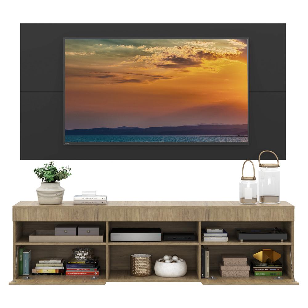Rack com Painel para TV até 65" Suspenso com 2 Portas Londres Multimóveis Rustic/Preto