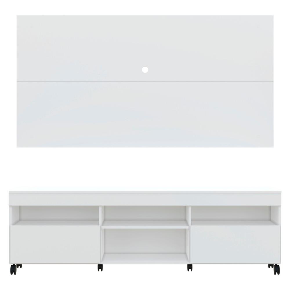 Rack com Painel para TV até 65" com Rodízios e 2 portas Londres Multimóveis Branco