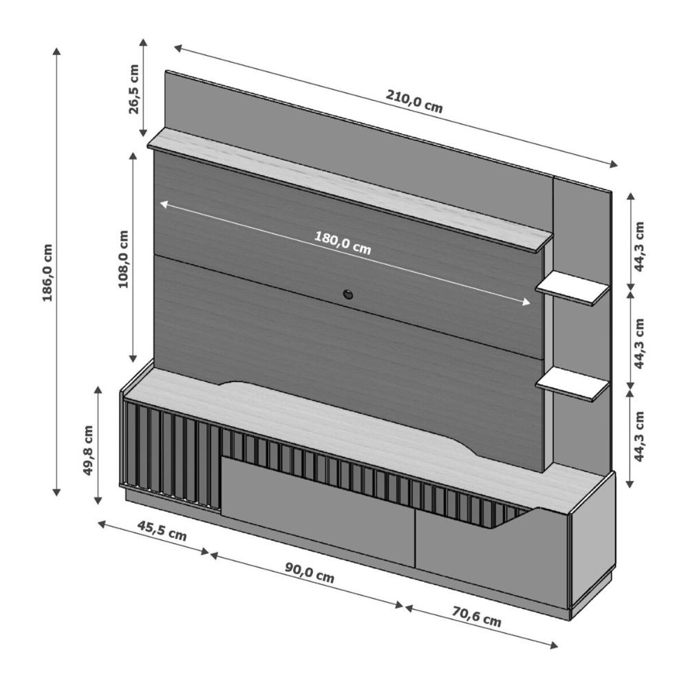 Rack com Painel para TV até 75 Polegadas com 2 Portas e 1 Gaveta Multimóveis CR45276 Naturalle/Off White
