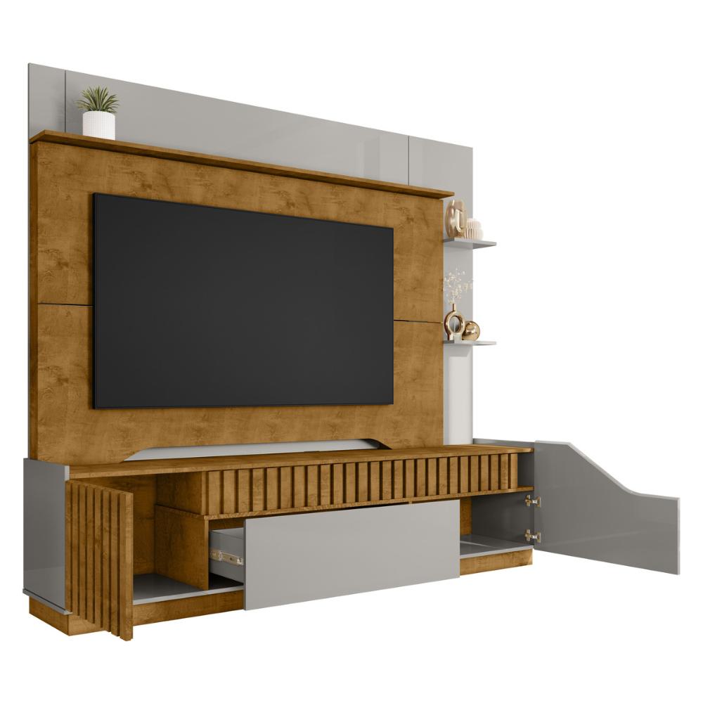 Rack com Painel para TV até 75 Polegadas com 2 Portas e 1 Gaveta Multimóveis CR45276 Naturalle/Off White