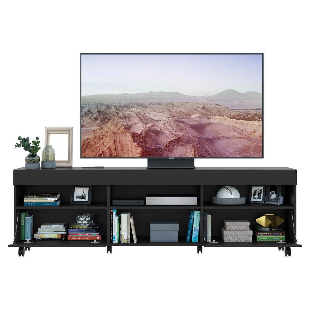 Rack com Rodízios para TV até 65" Multimóveis Paris FG3325 com 2 Portas Preto