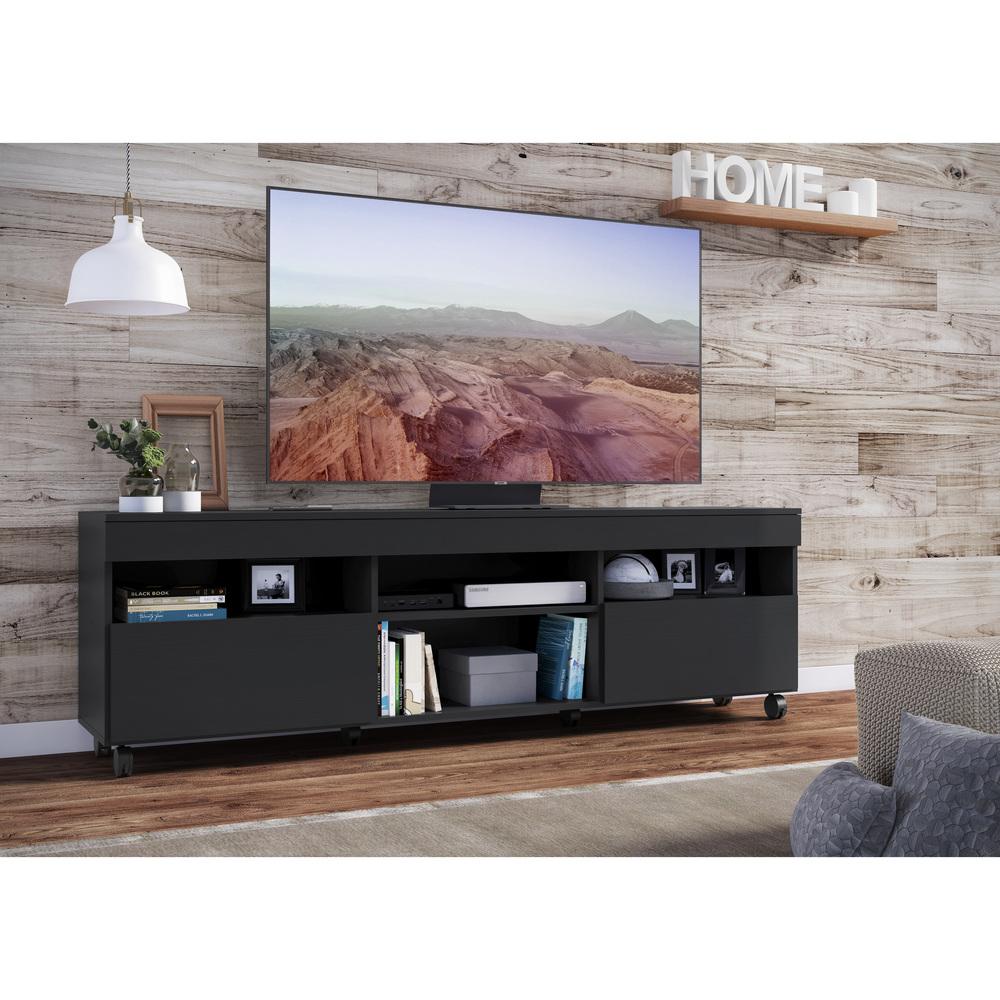 Rack com Rodízios para TV até 65" Multimóveis Paris FG3325 com 2 Portas Preto