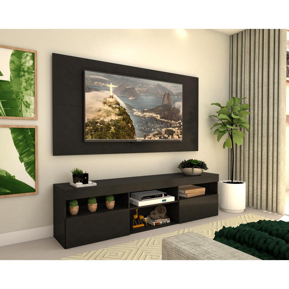 Rack com painel para TV até 65 polegadas e 2 portas Toronto Multimóveis Preto