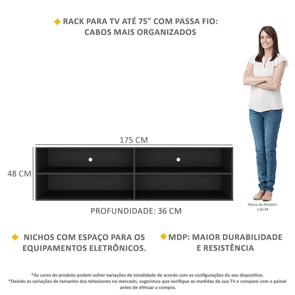 Rack para TV 75" Jazz Multimóveis MP1006 Preto