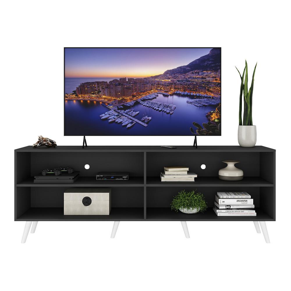 Rack para TV 75" Retrô Jazz Multimóveis MP1017 Preto/Branco
