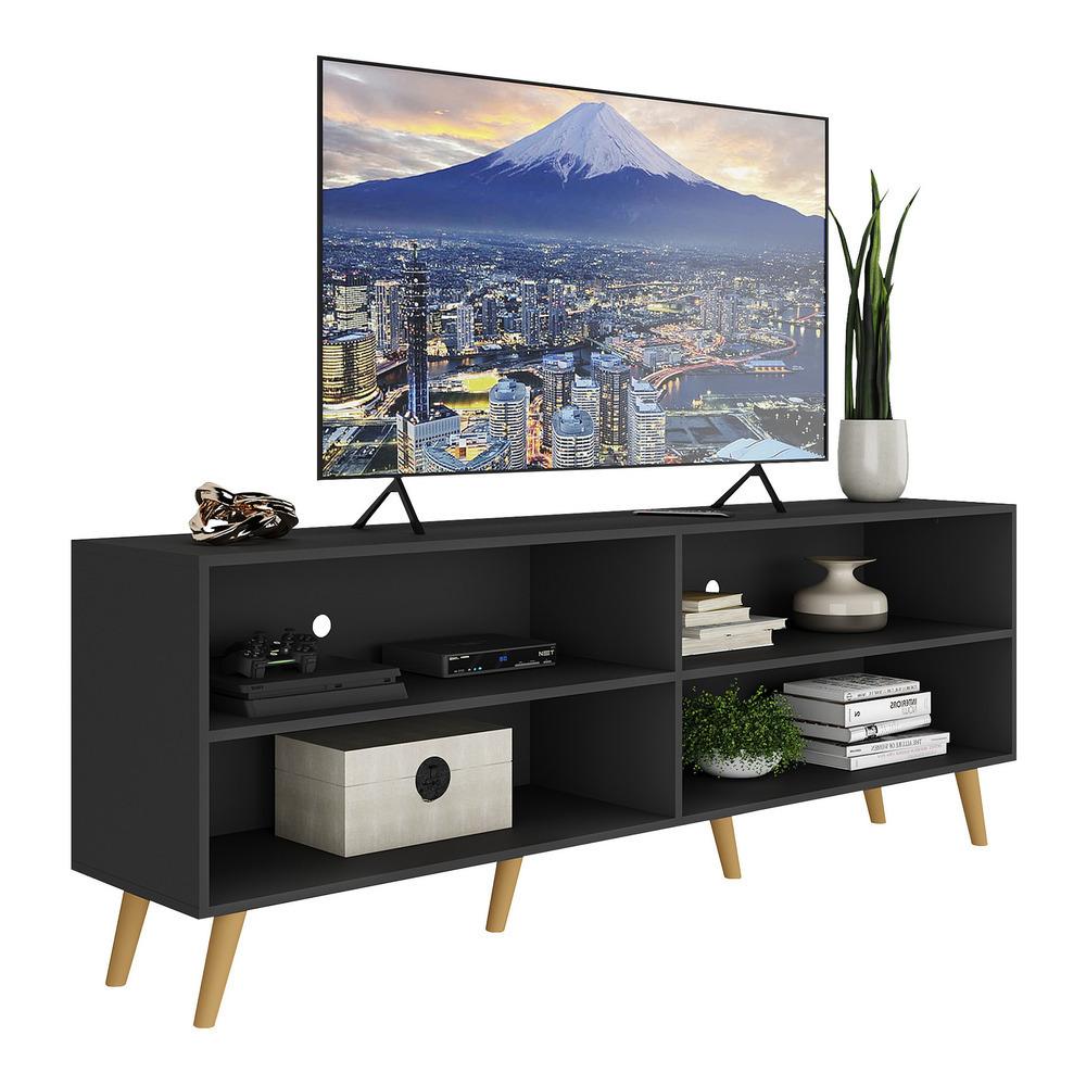 Rack para TV 75" Retrô Jazz Multimóveis MP1017 Preto/Natural