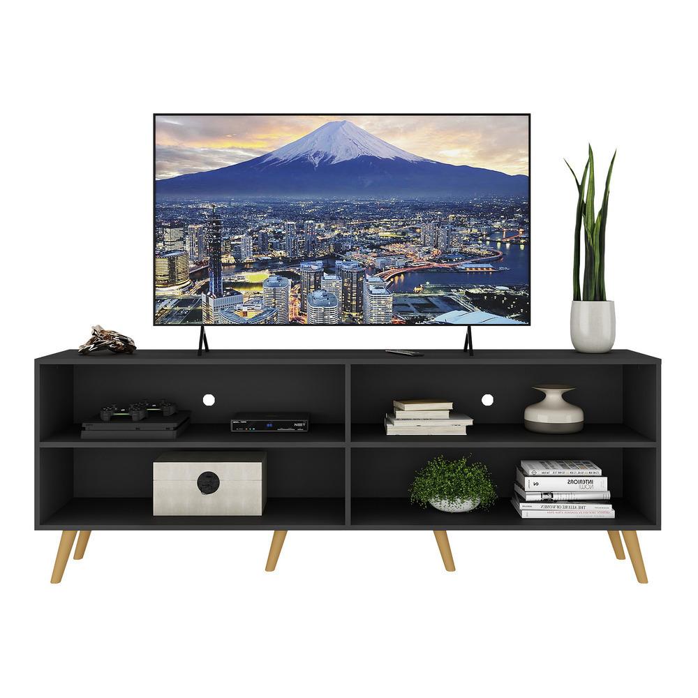 Rack para TV 75" Retrô Jazz Multimóveis MP1017 Preto/Natural