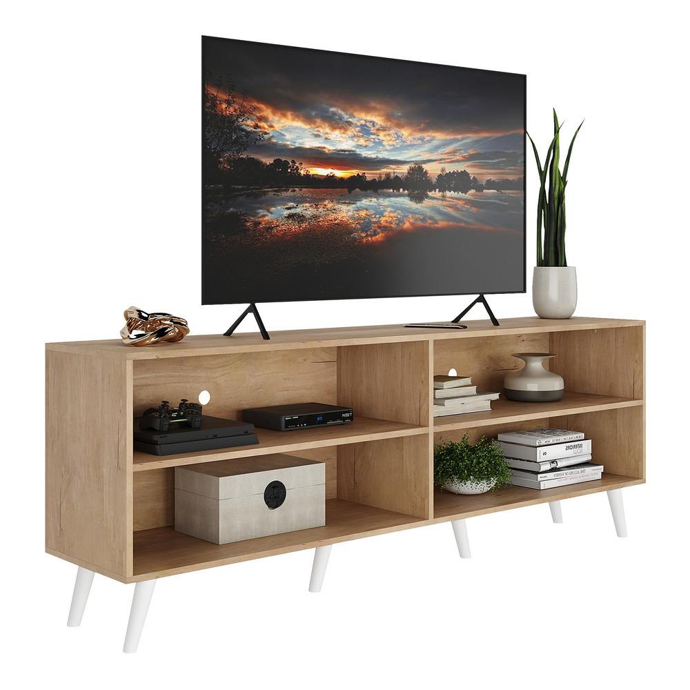 Rack para TV 75" Retrô Jazz Multimóveis MP1017 Rustic/Branco