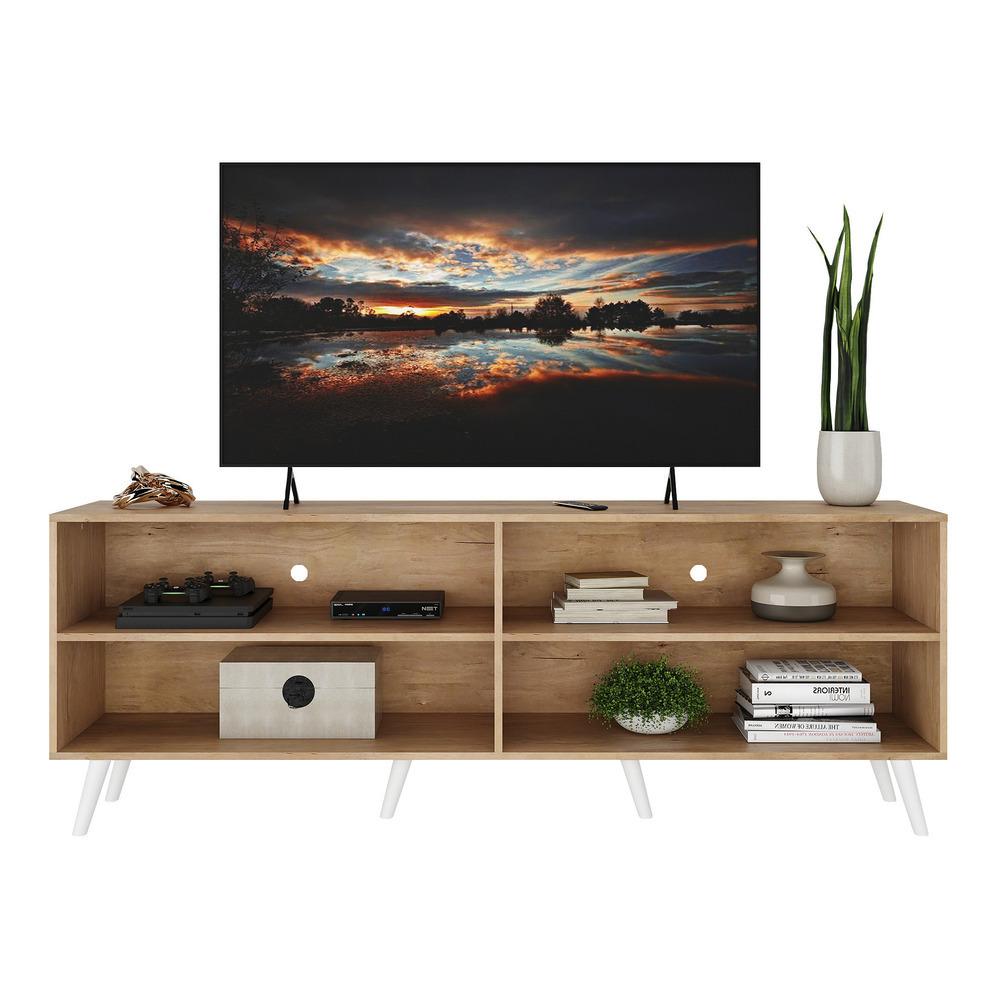 Rack para TV 75" Retrô Jazz Multimóveis MP1017 Rustic/Branco
