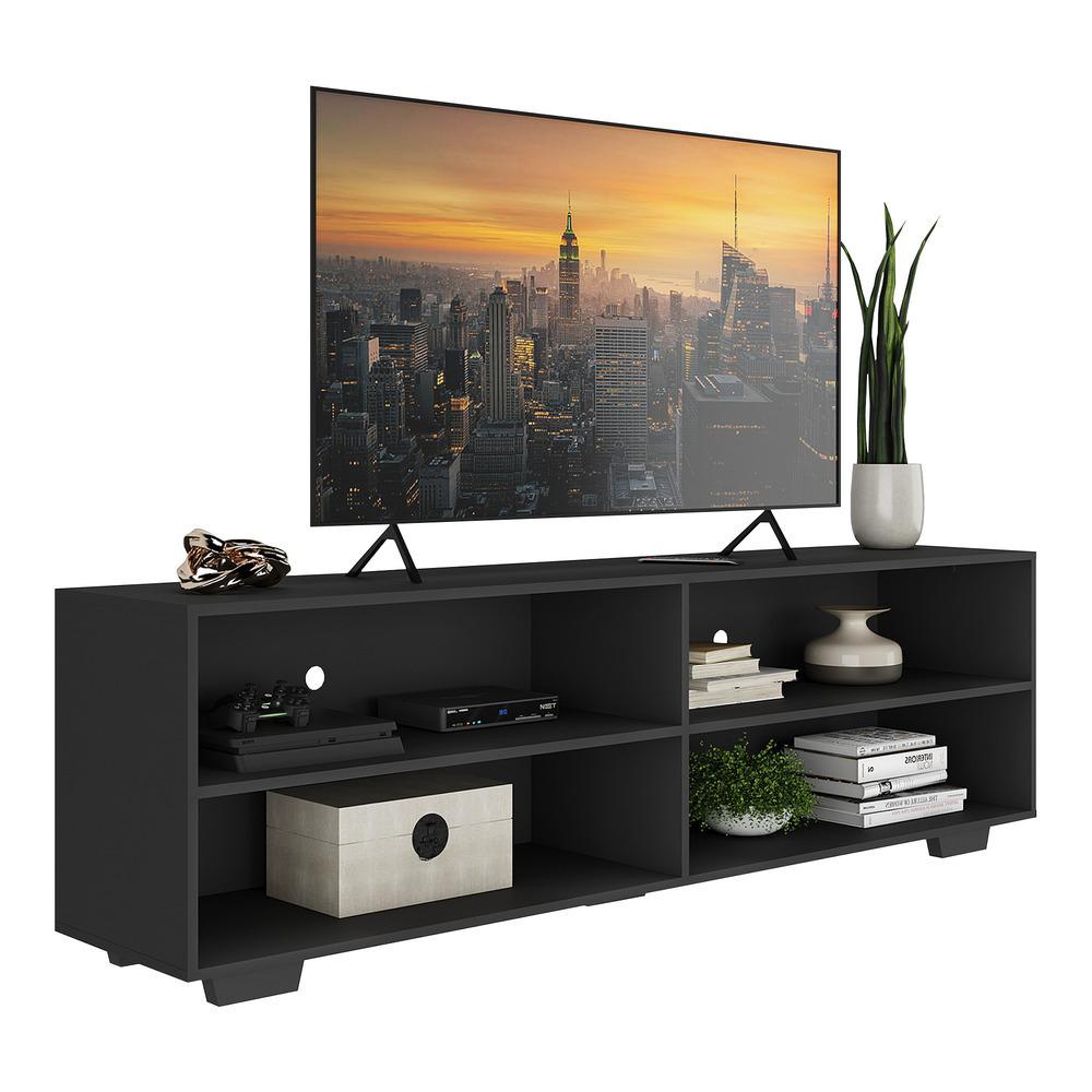 Rack para TV 75" com Pés Jazz Multimóveis MP1018 Preto