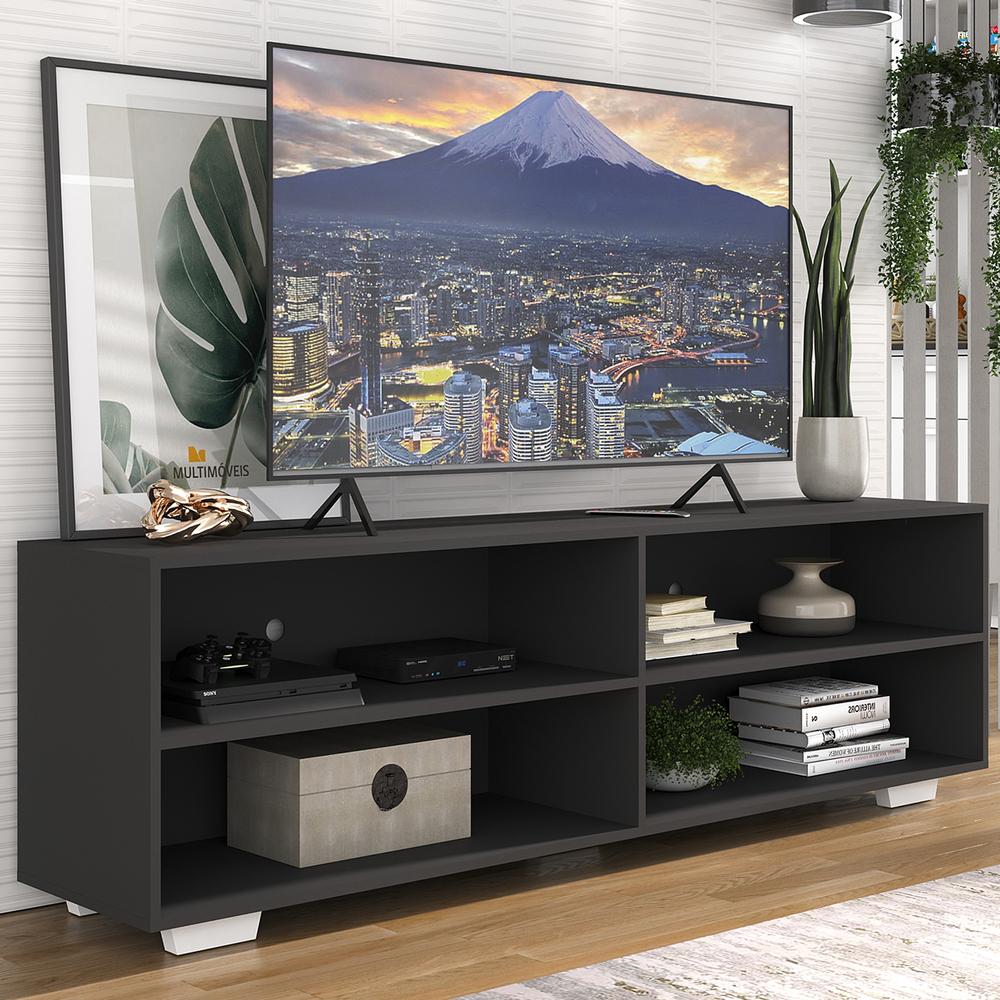 Rack para TV 75" com Pés Jazz Multimóveis MP1018 Preto/Bco