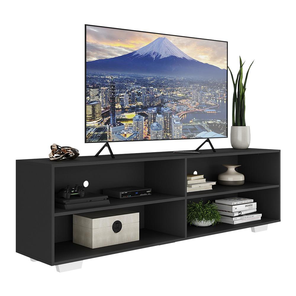 Rack para TV 75" com Pés Jazz Multimóveis MP1018 Preto/Bco