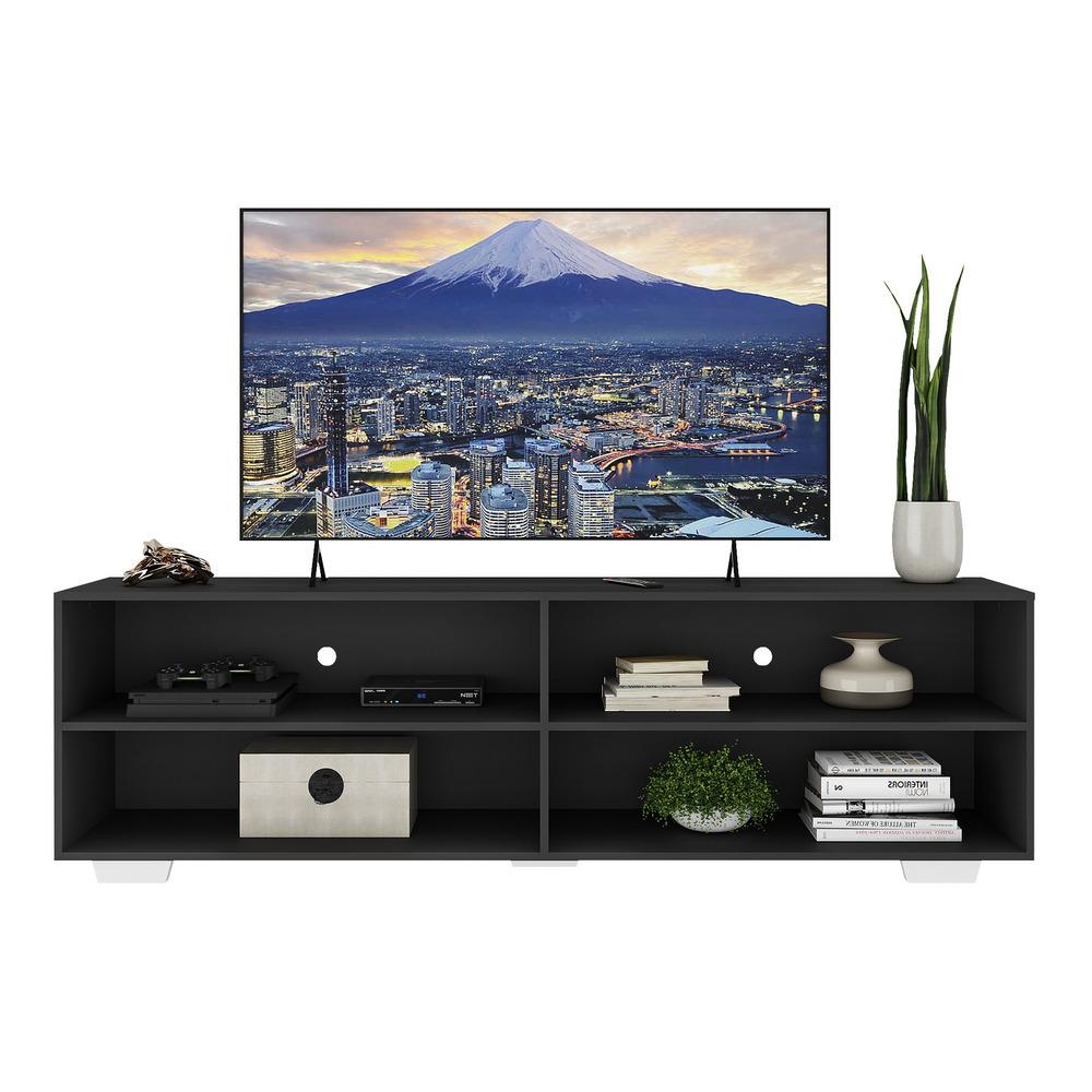 Rack para TV 75" com Pés Jazz Multimóveis MP1018 Preto/Bco