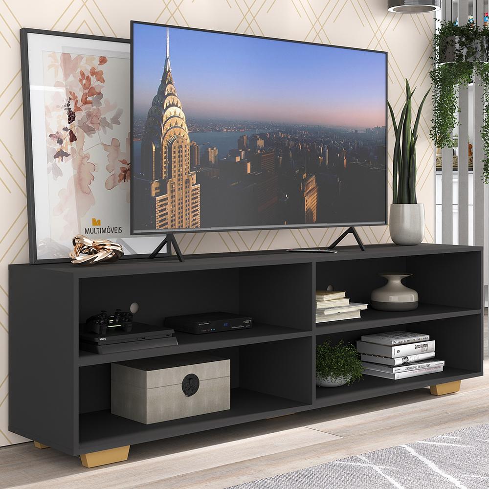 Rack para TV 75" com Pés Jazz Multimóveis MP1018 Pto/Natural