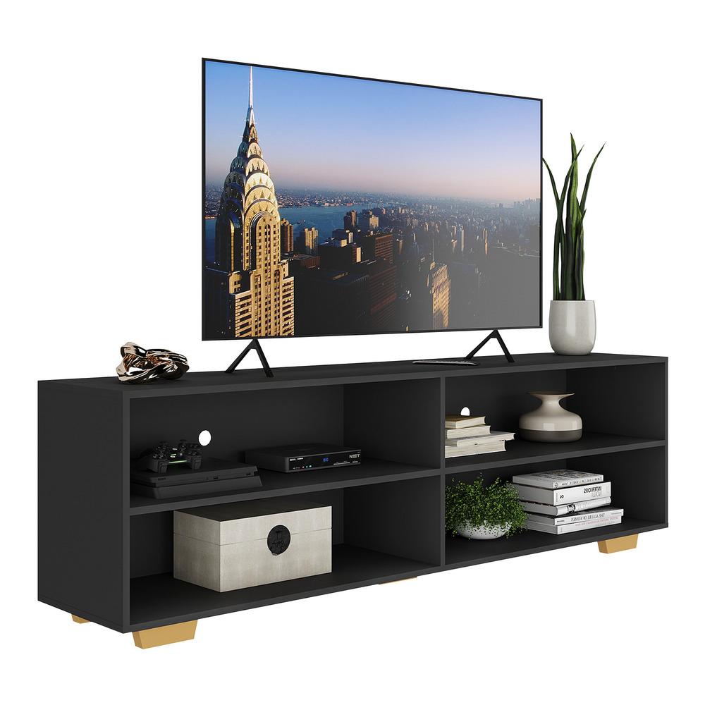 Rack para TV 75" com Pés Jazz Multimóveis MP1018 Pto/Natural