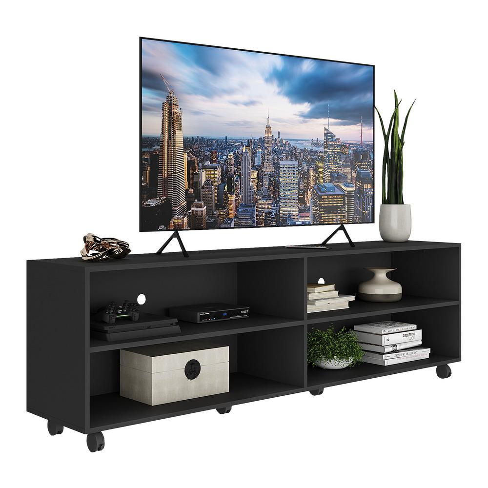 Rack para TV 75" com Rodízios Jazz Multimóveis MP1015 Preto