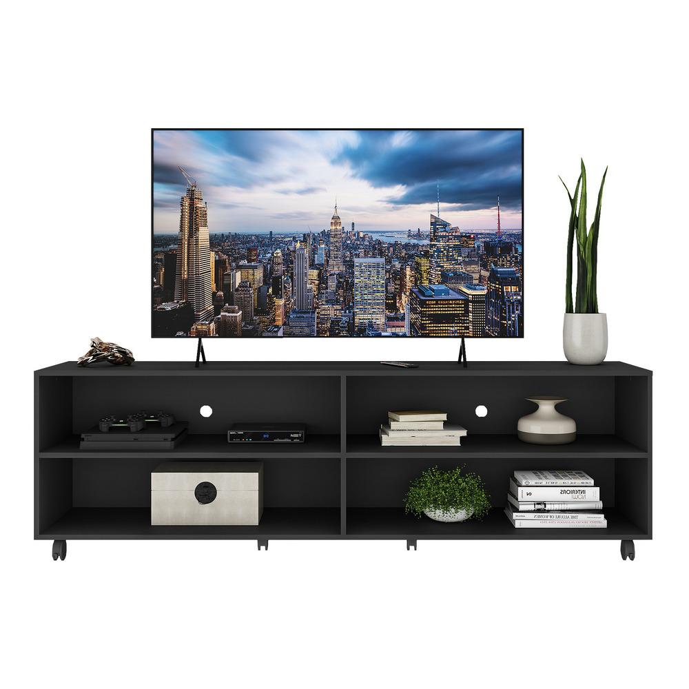 Rack para TV 75" com Rodízios Jazz Multimóveis MP1015 Preto