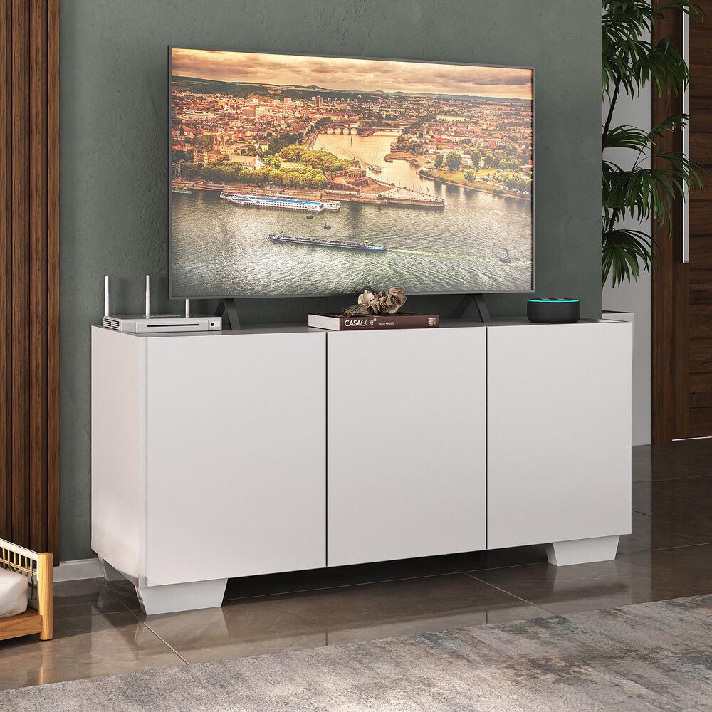 Rack para TV até 32 Polegadas com 3 Portas Multimóveis MP1068 Branco