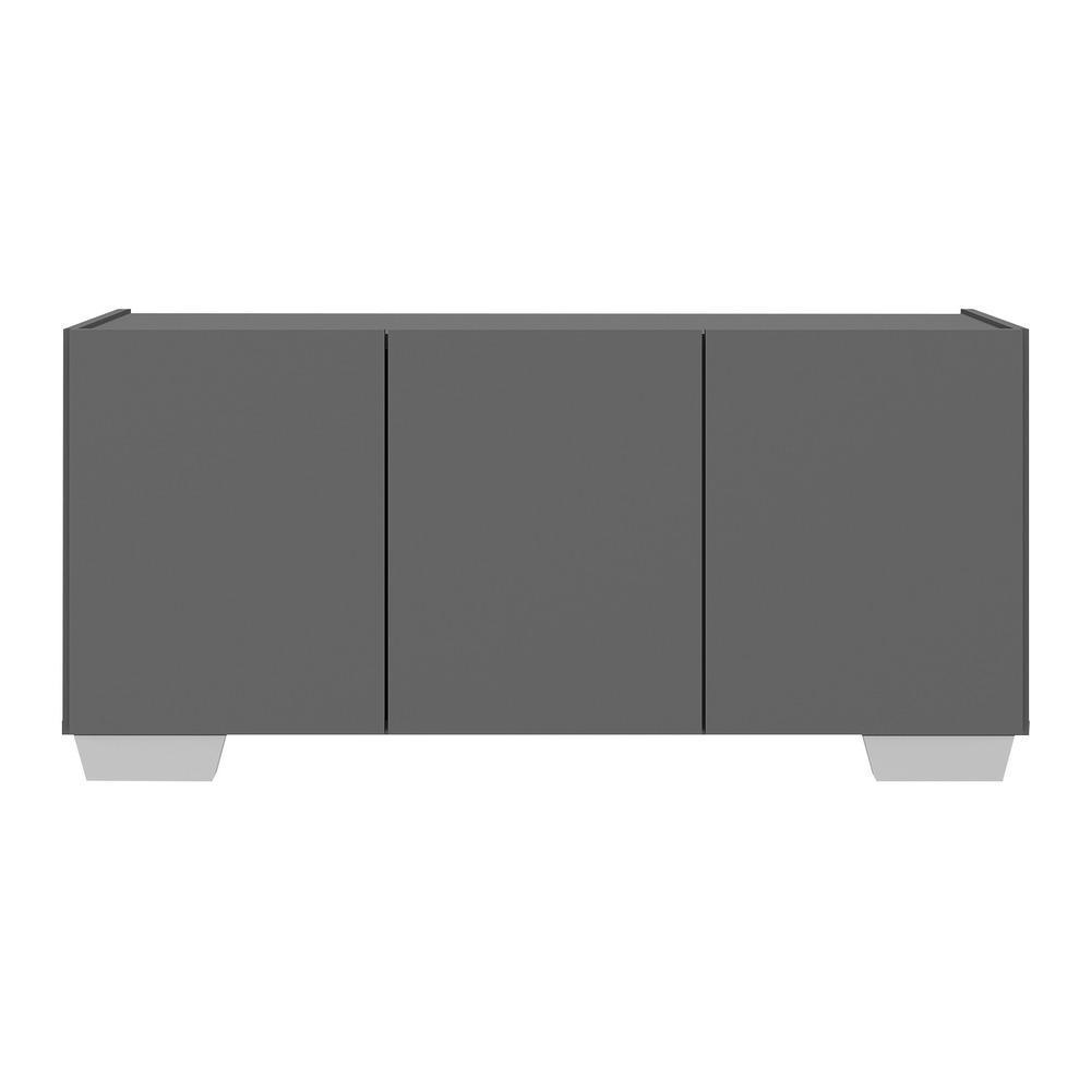 Rack para TV até 32 Polegadas com 3 Portas Multimóveis MP1068 Grafite/Branco