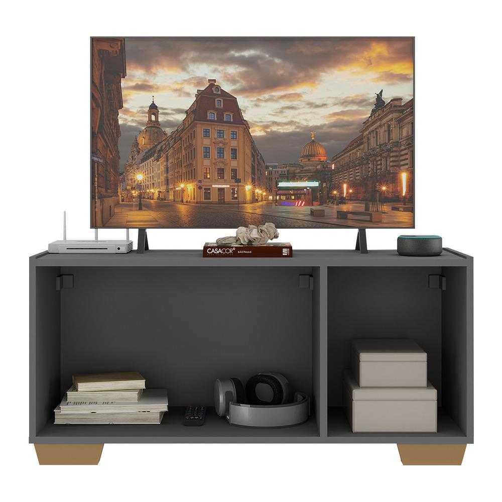 Rack para TV até 32 Polegadas com 3 Portas Multimóveis MP1068 Grafite/Natural