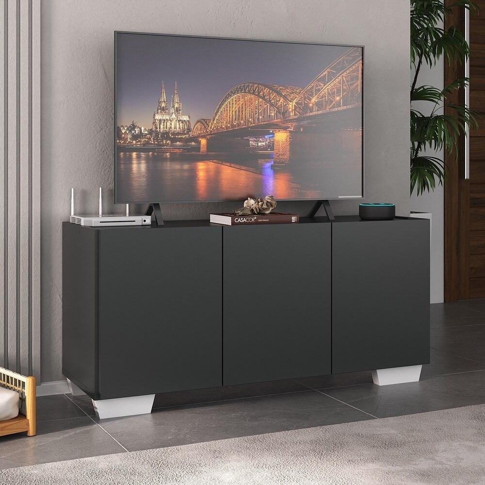 Rack para TV até 32 Polegadas com 3 Portas Multimóveis MP1068 Preto/Branco