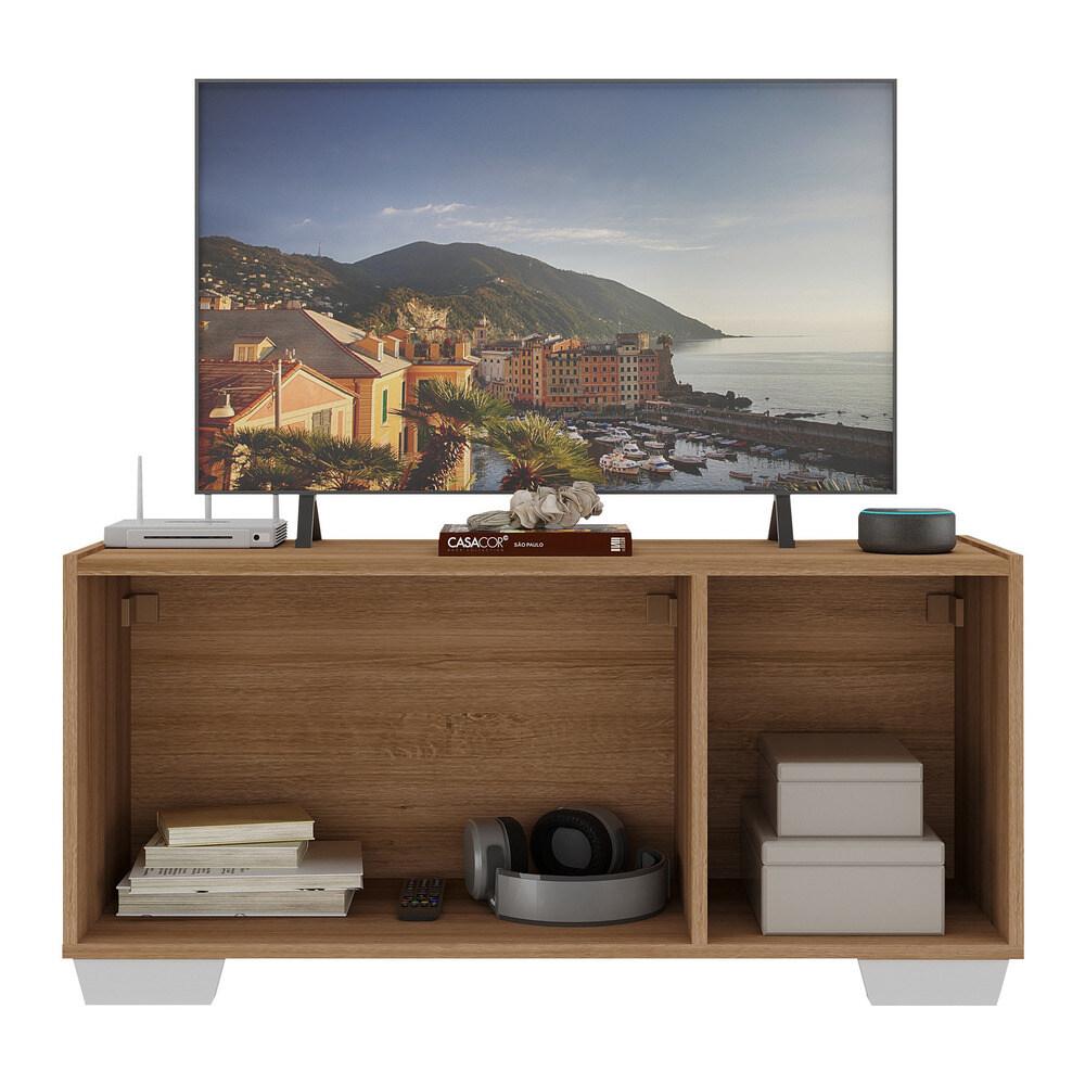 Rack para TV até 32 Polegadas com 3 Portas Multimóveis MP1068 Rustic/Branco