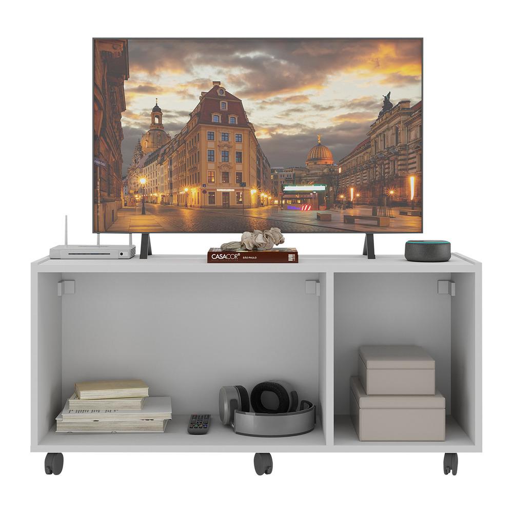 Rack para TV até 32 Polegadas com 3 Portas e Rodízios Multimóveis MP1065 Branco