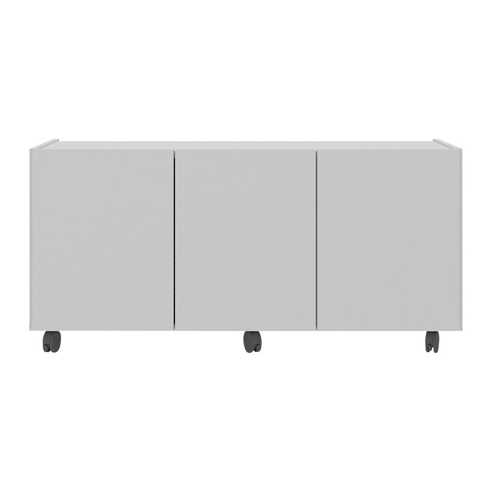 Rack para TV até 32 Polegadas com 3 Portas e Rodízios Multimóveis MP1065 Branco