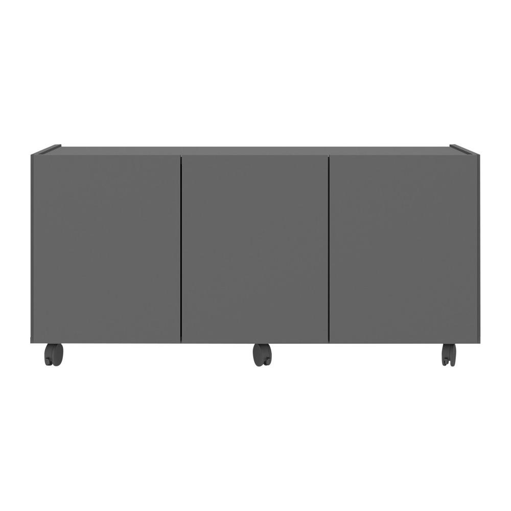 Rack para TV até 32 Polegadas com 3 Portas e Rodízios Multimóveis MP1065 Grafite