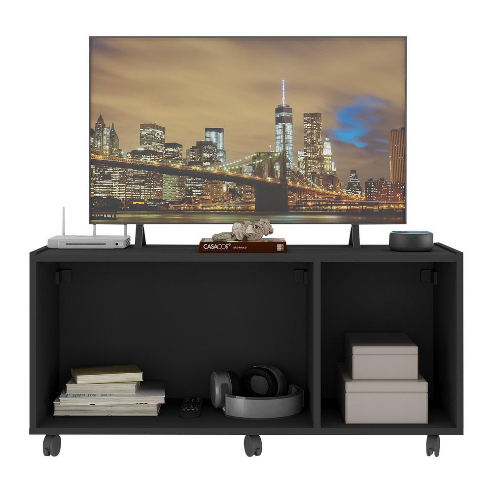 Rack para TV até 32 Polegadas com 3 Portas e Rodízios Multimóveis MP1065 Preto
