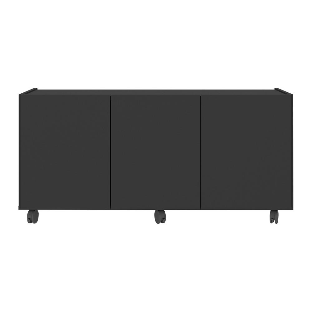 Rack para TV até 32 Polegadas com 3 Portas e Rodízios Multimóveis MP1065 Preto