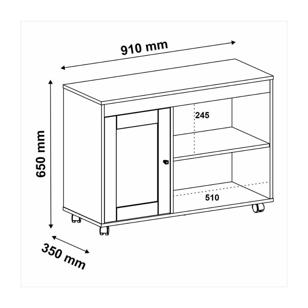 Rack para TV até 35 Polegadas 91cm com Rodízios 1 Porta Multimóveis CR45327 Carvalho
