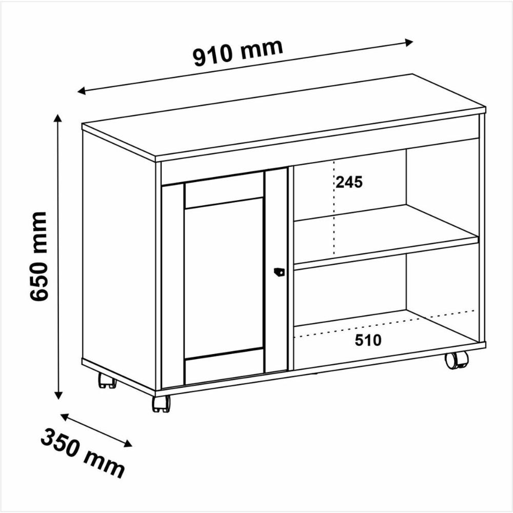 Rack para TV até 35 Polegadas 91cm com Rodízios 1 Porta Multimóveis CR45327 Cinamomo/Off White