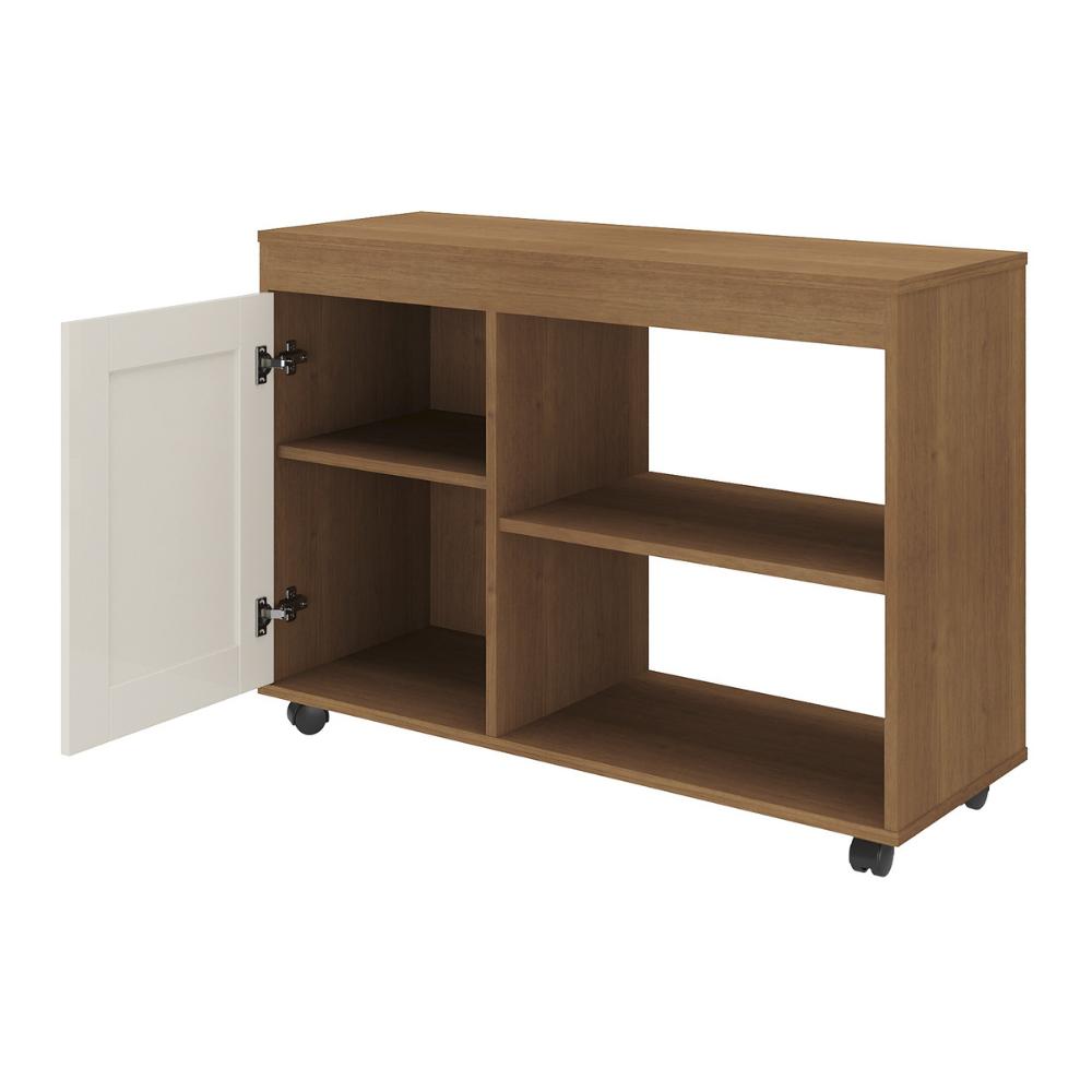 Rack para TV até 35 Polegadas 91cm com Rodízios 1 Porta Multimóveis CR45327 Cinamomo/Off White