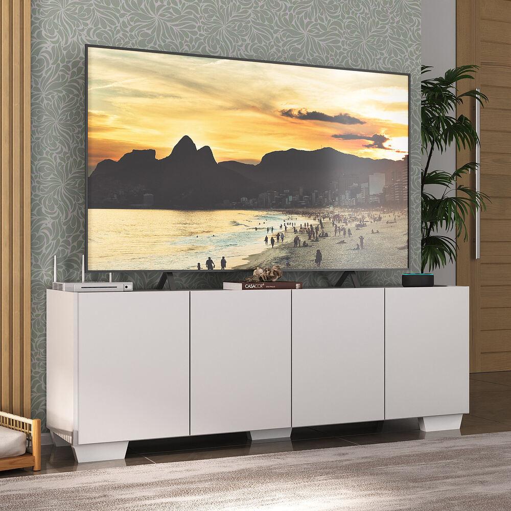 Rack para TV até 50 Polegadas com 4 Portas Multimóveis MP1072 Branco