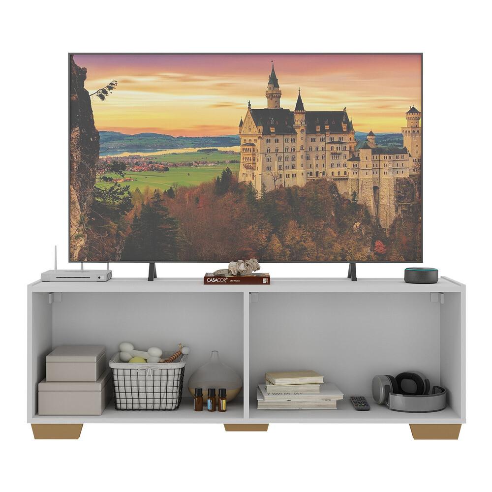Rack para TV até 50 Polegadas com 4 Portas Multimóveis MP1072 Branco/Natural
